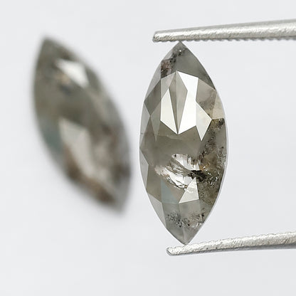 1.99 Ct Matching Marquise Cut Rustic Diamonds | 12.00 x 5.10 mm Earth Mined Grayish Loose Diamond Pair
