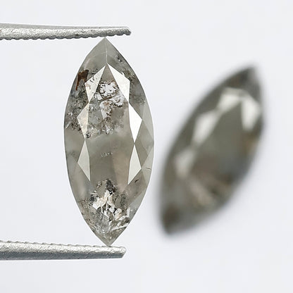 1.99 Ct Matching Marquise Cut Rustic Diamonds | 12.00 x 5.10 mm Earth Mined Grayish Loose Diamond Pair