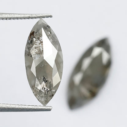 1.99 Ct Matching Marquise Cut Rustic Diamonds | 12.00 x 5.10 mm Earth Mined Grayish Loose Diamond Pair