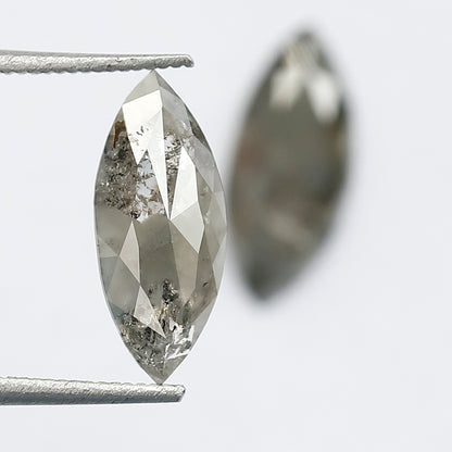 1.99 Ct Matching Marquise Cut Rustic Diamonds | 12.00 x 5.10 mm Earth Mined Grayish Loose Diamond Pair