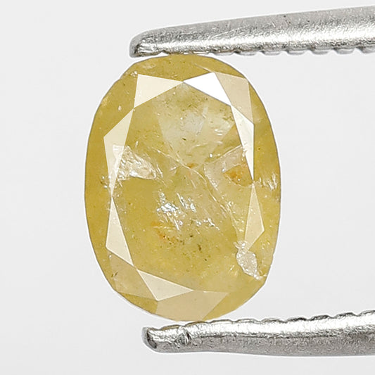 0.68 CT, 7 x 5.2 MM Natural Oval Shape Yellow Rustic Diamond For Bridal Ring and Jewelry