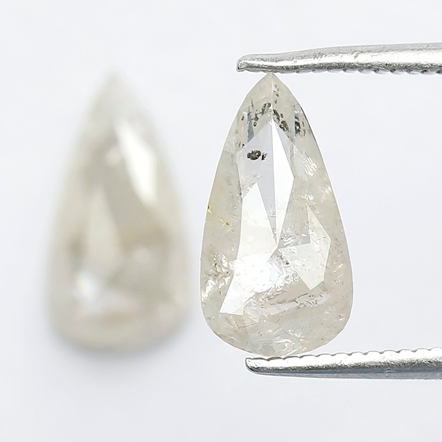 2.65 Ct Translucent Pear Shape Rustic Diamond Pair | Natural Misty White Loose Diamonds | 11.70 x 6.00 mm