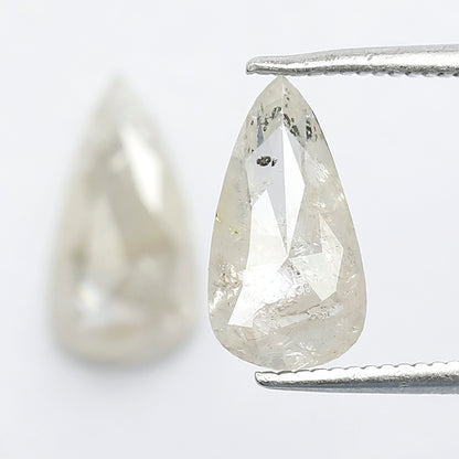 2.65 Ct Translucent Pear Shape Rustic Diamond Pair | Natural Misty White Loose Diamonds | 11.70 x 6.00 mm