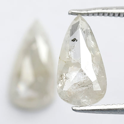 2.65 Ct Translucent Pear Shape Rustic Diamond Pair | Natural Misty White Loose Diamonds | 11.70 x 6.00 mm