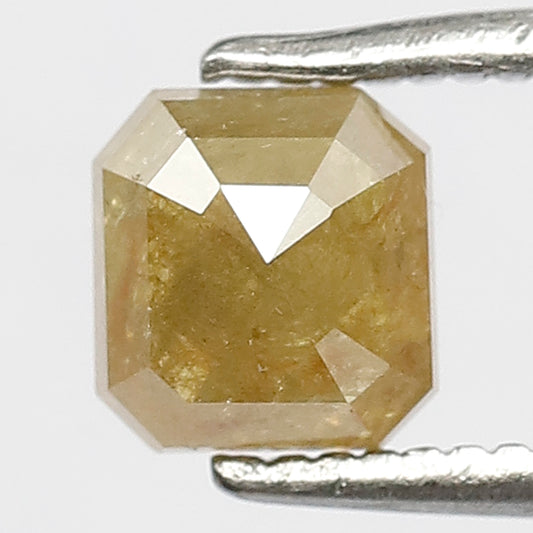 0.87 Ct Natural Yellowish Diamond | Square Cut 5.3 mm Rustic Loose Diamond for Jewelry