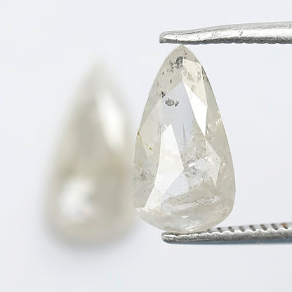 2.65 Ct Translucent Pear Shape Rustic Diamond Pair | Natural Misty White Loose Diamonds | 11.70 x 6.00 mm