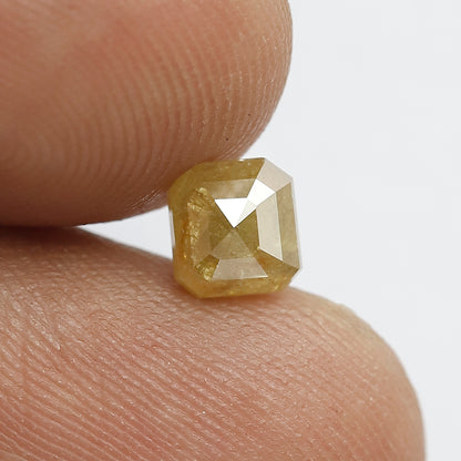 0.87 Ct Natural Yellowish Diamond | Square Cut 5.3 mm Rustic Loose Diamond for Jewelry