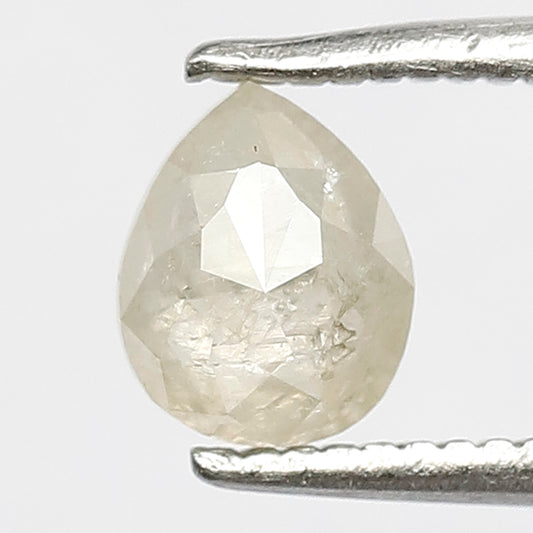 0.73 CT Pear Shape Rustic Diamond, 6 MM Natural Misty White Conflict Free Diamond