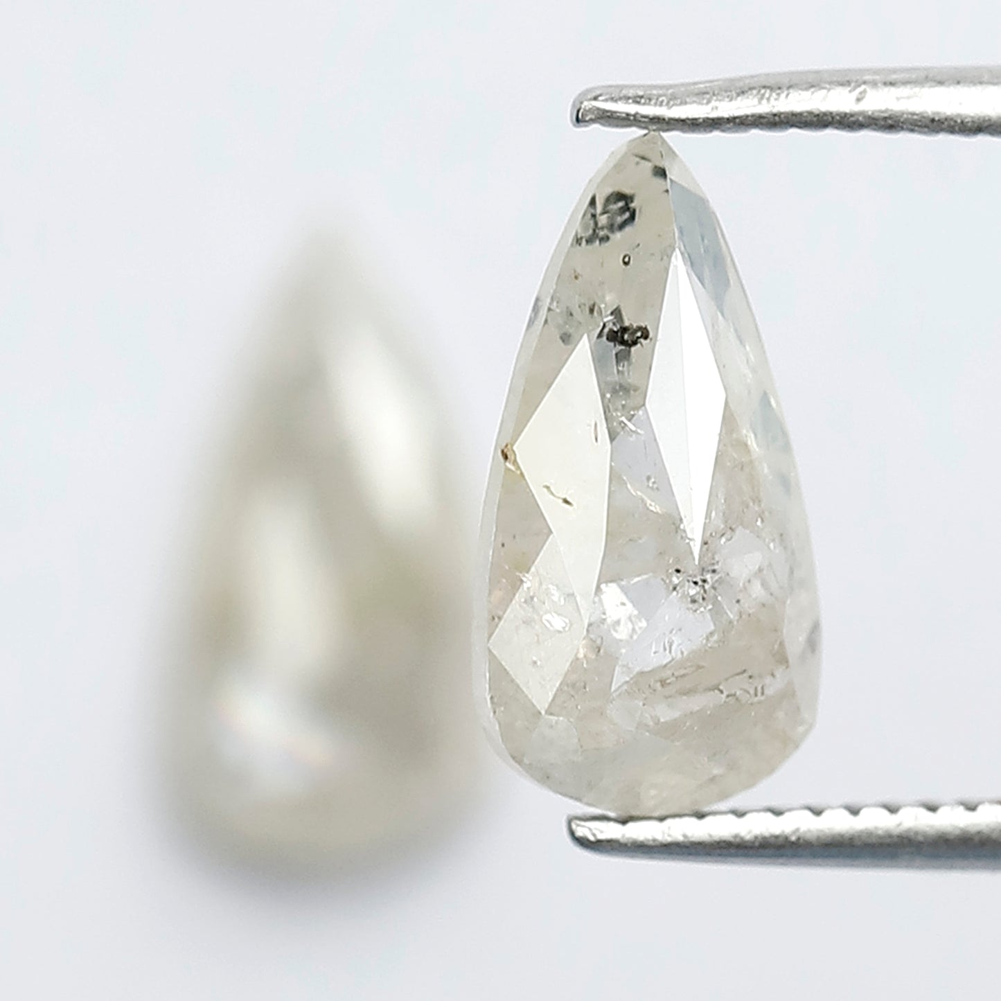 2.65 Ct Translucent Pear Shape Rustic Diamond Pair | Natural Misty White Loose Diamonds | 11.70 x 6.00 mm
