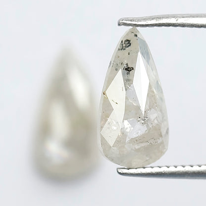 2.65 Ct Translucent Pear Shape Rustic Diamond Pair | Natural Misty White Loose Diamonds | 11.70 x 6.00 mm
