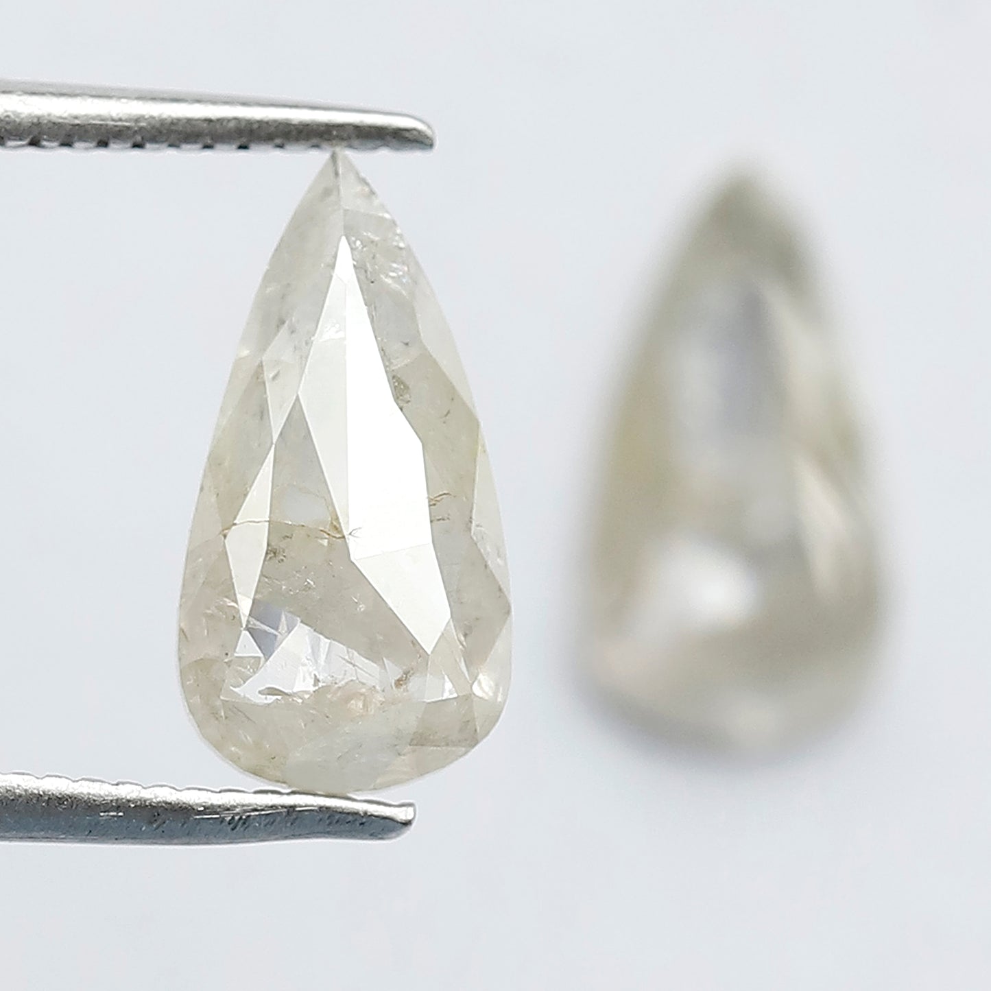 2.65 Ct Translucent Pear Shape Rustic Diamond Pair | Natural Misty White Loose Diamonds | 11.70 x 6.00 mm