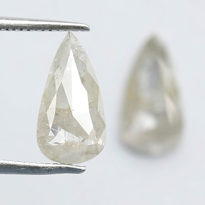 2.65 Ct Translucent Pear Shape Rustic Diamond Pair | Natural Misty White Loose Diamonds | 11.70 x 6.00 mm