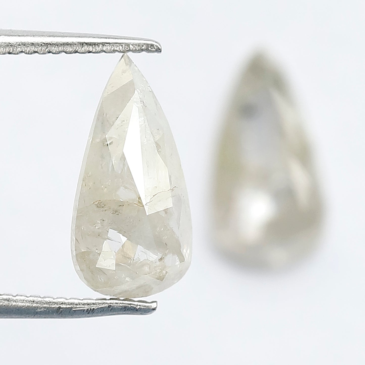 2.65 Ct Translucent Pear Shape Rustic Diamond Pair | Natural Misty White Loose Diamonds | 11.70 x 6.00 mm