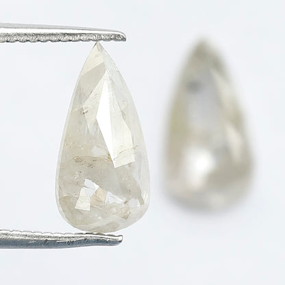 2.65 Ct Translucent Pear Shape Rustic Diamond Pair | Natural Misty White Loose Diamonds | 11.70 x 6.00 mm