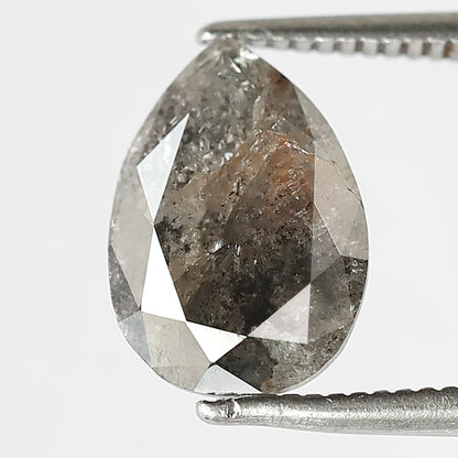 2.20 CT Pear Cut Salt and Pepper Diamond, Natural Gray Black Conflict Free Loose Diamond for Women Ring Design