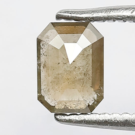 0.52 Ct Emerald Shape Greenish Diamond | Natural Rustic 5.5 mm Conflict Free Loose Diamond for Jewelry