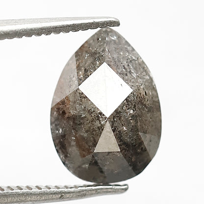 2.20 CT Pear Cut Salt and Pepper Diamond, Natural Gray Black Conflict Free Loose Diamond for Women Ring Design