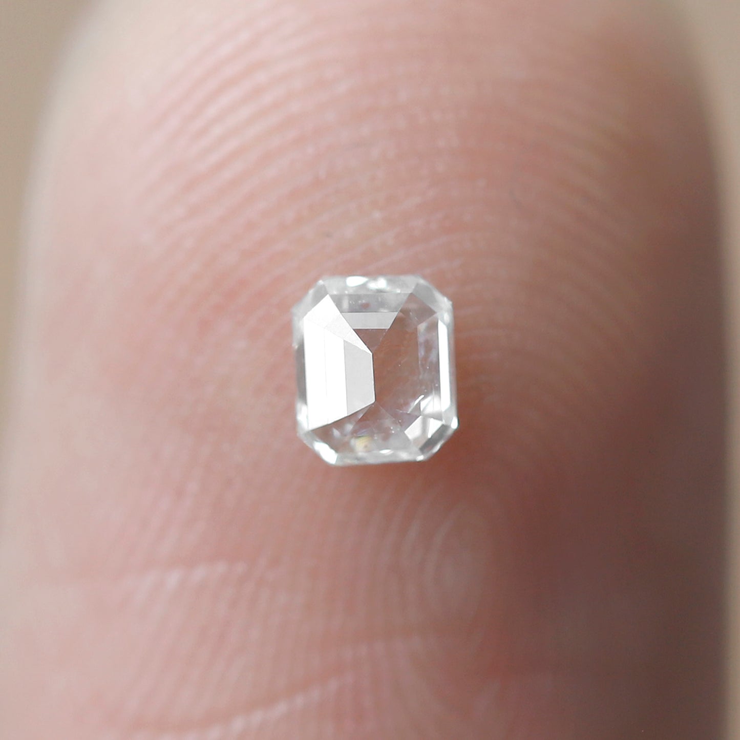 Emerald Shape 0.21 Ct Rose Cut Diamond, Natural FG-SI Diamond, 3.8 mm Loose Stone for Delicate Wedding Ring