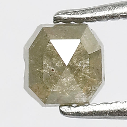 0.44 CT Square Emerald Rustic Diamond, Natural Greenish Loose Diamond For Making Engagement Ring
