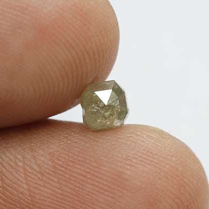 0.44 CT Square Emerald Rustic Diamond, Natural Greenish Loose Diamond For Making Engagement Ring