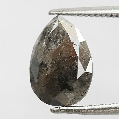 2.20 CT Pear Cut Salt and Pepper Diamond, Natural Gray Black Conflict Free Loose Diamond for Women Ring Design