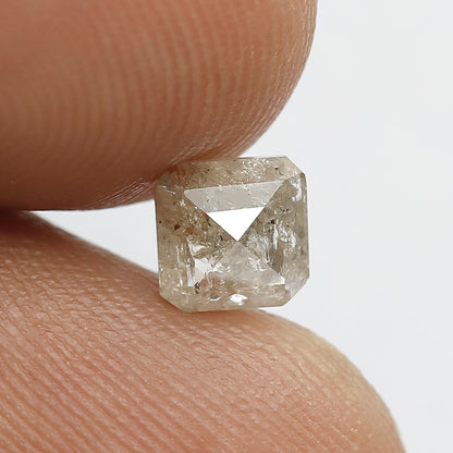 Natural Square Emerald 0.80 CT, 5 x 5 MM Translucent Gray Diamond For Wedding Band