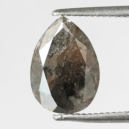 2.20 CT Pear Cut Salt and Pepper Diamond, Natural Gray Black Conflict Free Loose Diamond for Women Ring Design