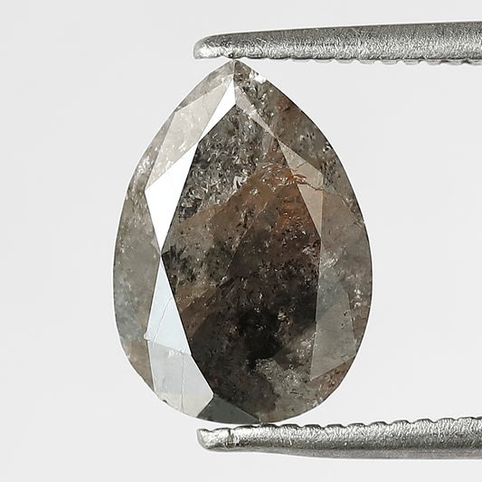 2.20 CT Pear Cut Salt and Pepper Diamond, Natural Gray Black Conflict Free Loose Diamond for Women Ring Design
