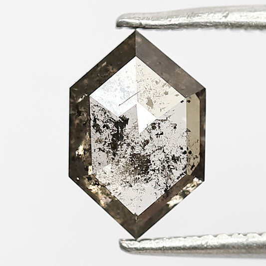 1.10 CT Hexagon Shape Translucent Salt and Pepper Diamond, Natural Gray Black Conflict Free Loose Diamond for Women’s Engagement Ring