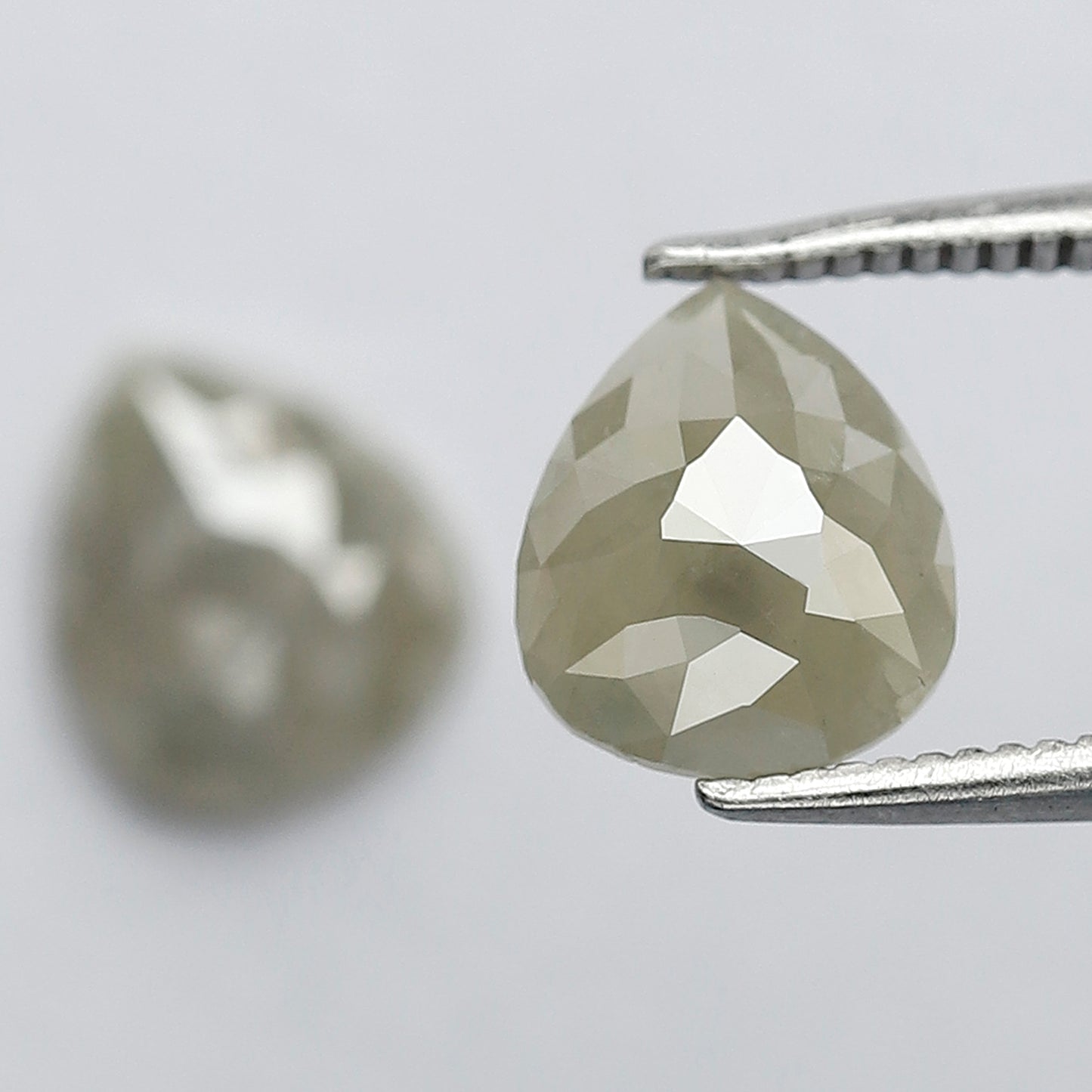 2.44 Ct Matching Pear Shape Rustic Diamonds | 8.20 x 7.00 mm Grayish Loose Diamond Pair for Earrings & Rings