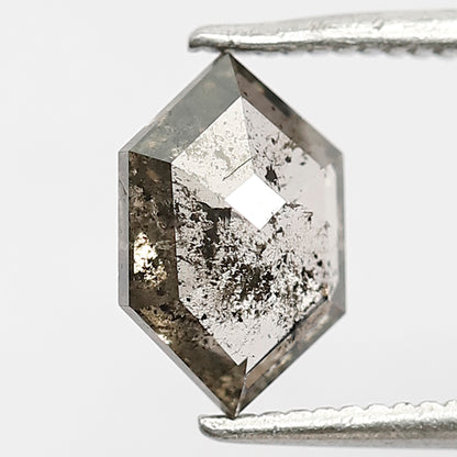 1.10 CT Hexagon Shape Translucent Salt and Pepper Diamond, Natural Gray Black Conflict Free Loose Diamond for Women’s Engagement Ring