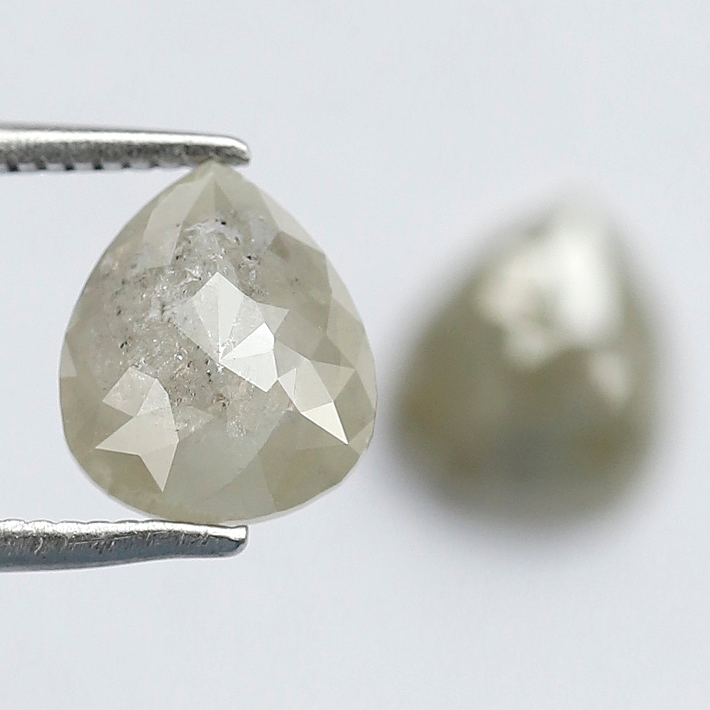 2.44 Ct Matching Pear Shape Rustic Diamonds | 8.20 x 7.00 mm Grayish Loose Diamond Pair for Earrings & Rings