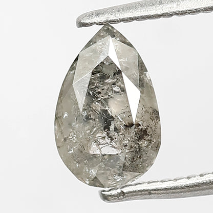 0.90 CT Translucent Pear Shape Loose Diamond, 7.90 MM Natural Gray Black Salt and Pepper Diamond For Pear Diamond Ring