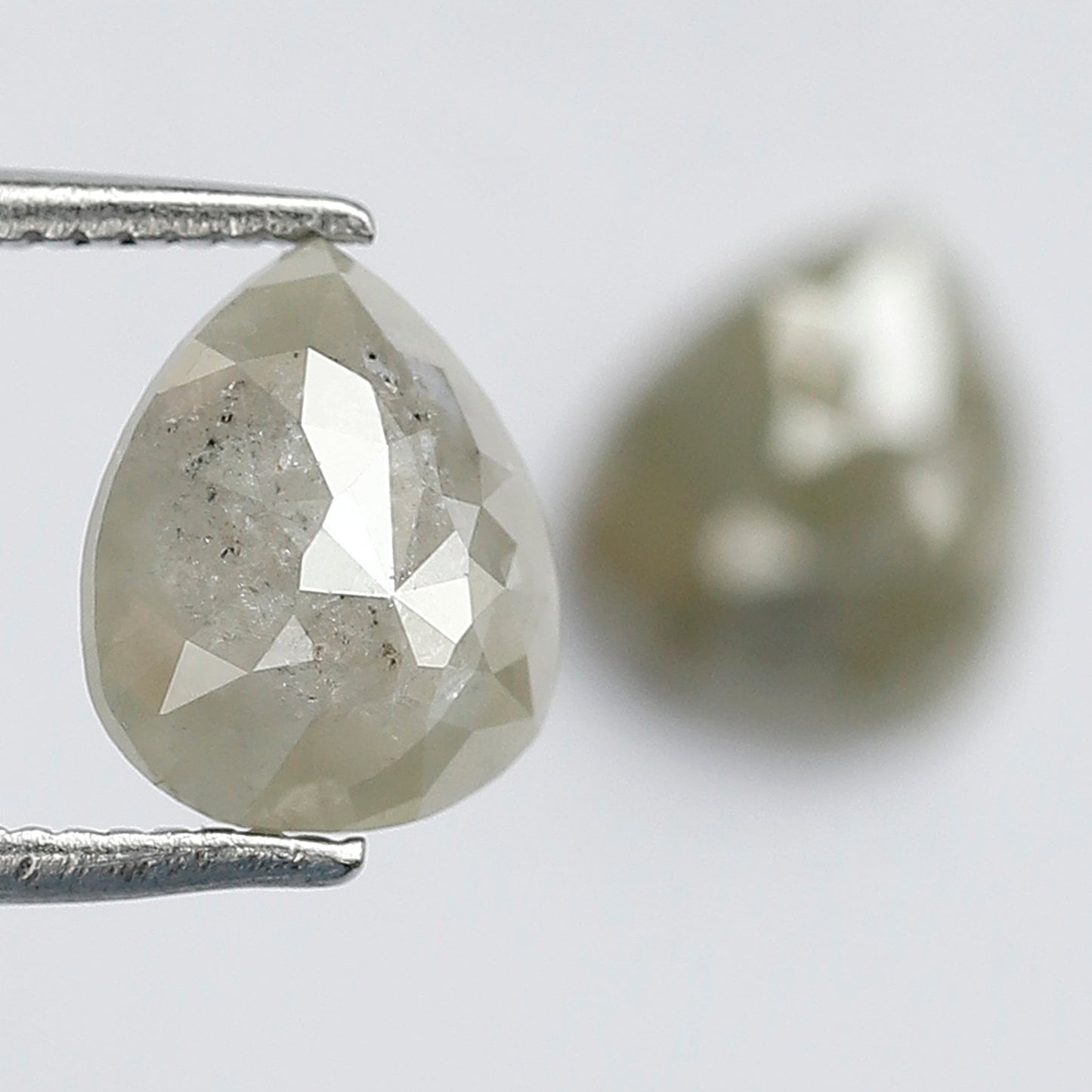 2.44 Ct Matching Pear Shape Rustic Diamonds | 8.20 x 7.00 mm Grayish Loose Diamond Pair for Earrings & Rings