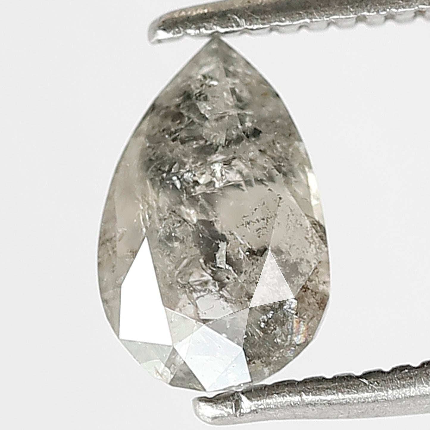 0.90 CT Translucent Pear Shape Loose Diamond, 7.90 MM Natural Gray Black Salt and Pepper Diamond For Pear Diamond Ring