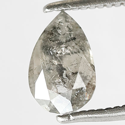 0.90 CT Translucent Pear Shape Loose Diamond, 7.90 MM Natural Gray Black Salt and Pepper Diamond For Pear Diamond Ring