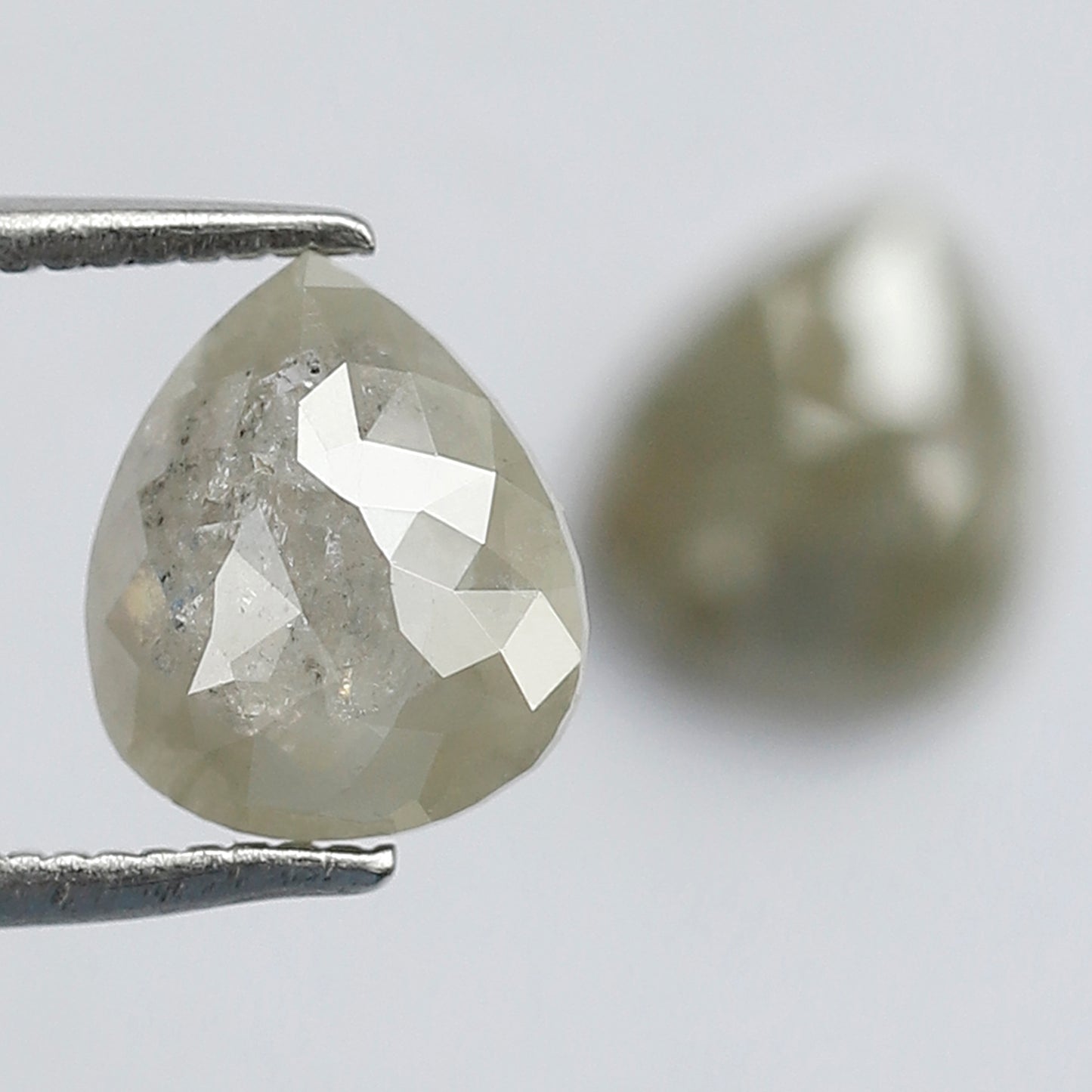 2.44 Ct Matching Pear Shape Rustic Diamonds | 8.20 x 7.00 mm Grayish Loose Diamond Pair for Earrings & Rings