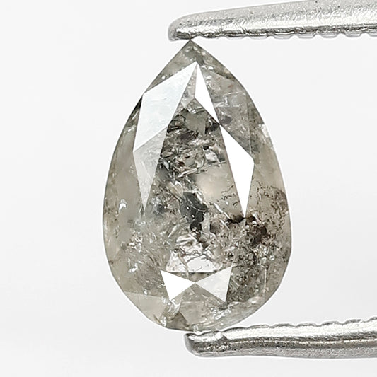 0.90 CT Translucent Pear Shape Loose Diamond, 7.90 MM Natural Gray Black Salt and Pepper Diamond For Pear Diamond Ring