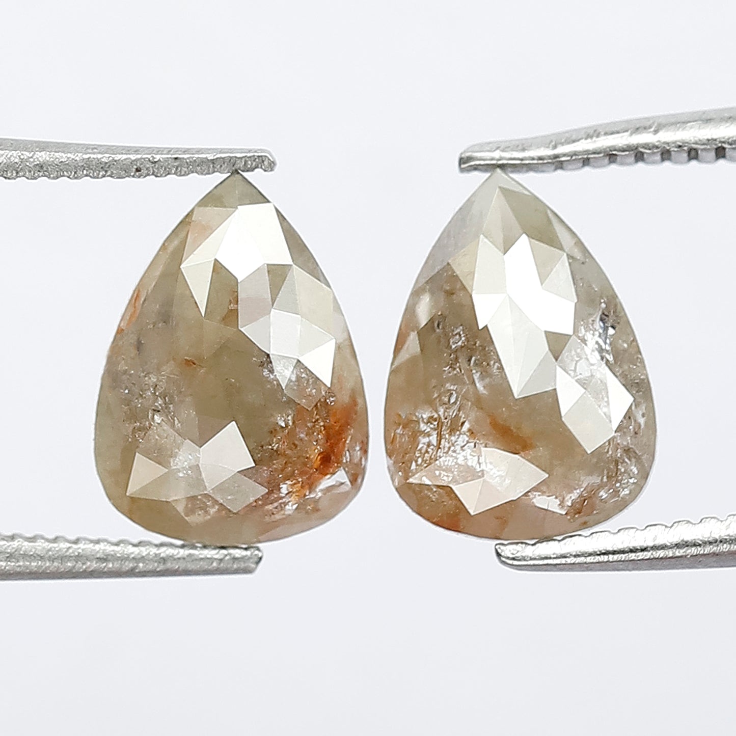 Pear Shape Rustic Loose Diamond Pair 2.11 Ct | Natural Brownish Gray Diamonds for Earrings & Custom Jewelry