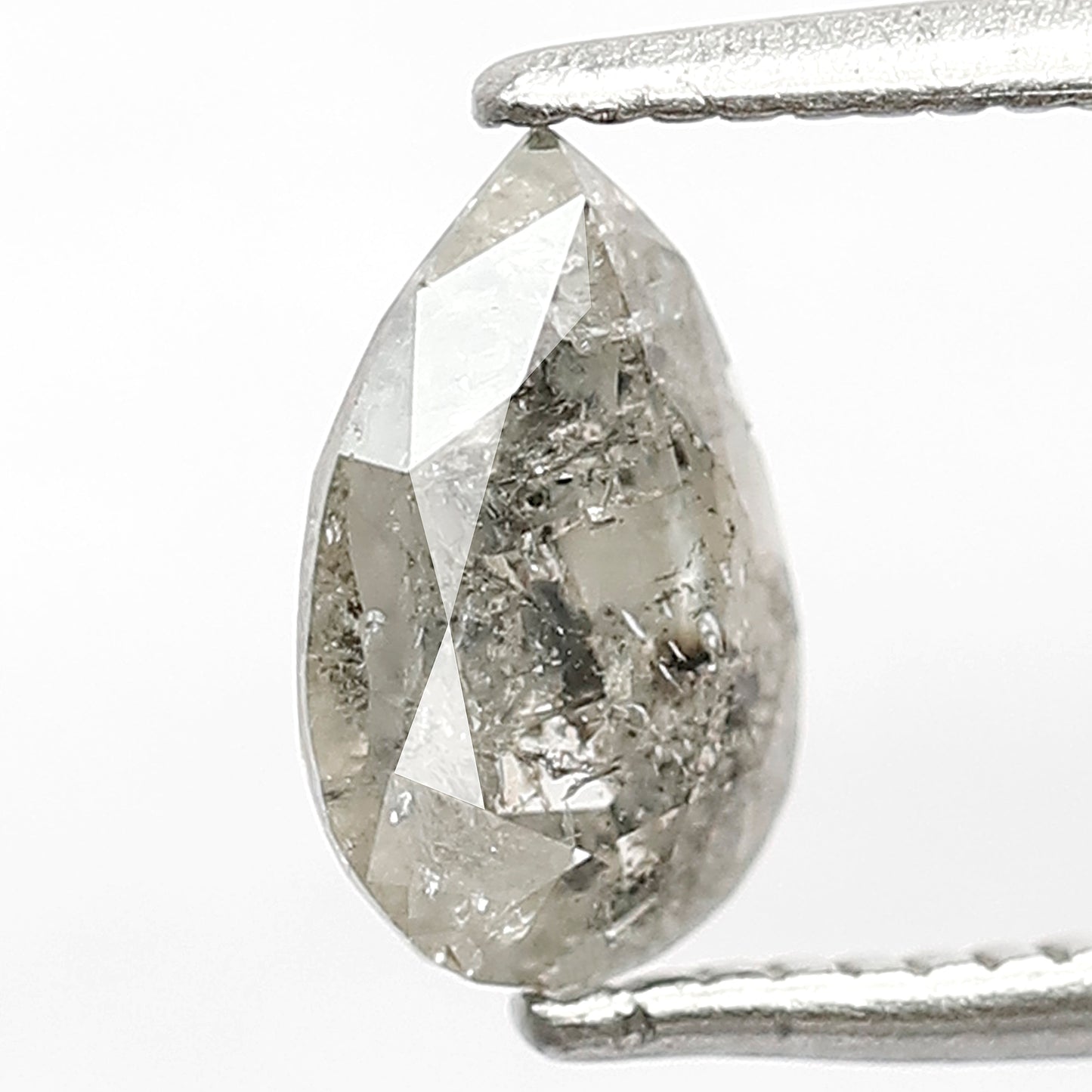 0.90 CT Translucent Pear Shape Loose Diamond, 7.90 MM Natural Gray Black Salt and Pepper Diamond For Pear Diamond Ring