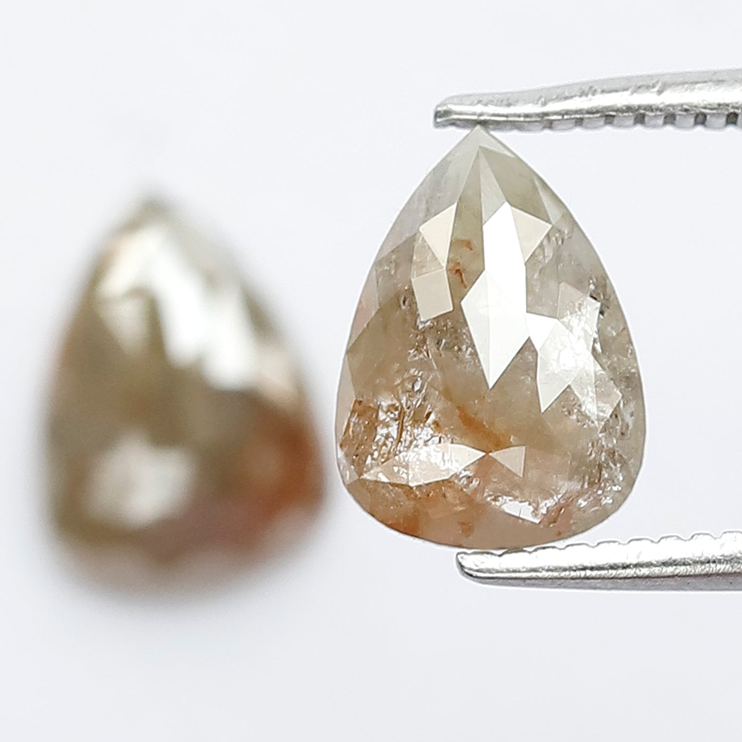 Pear Shape Rustic Loose Diamond Pair 2.11 Ct | Natural Brownish Gray Diamonds for Earrings & Custom Jewelry