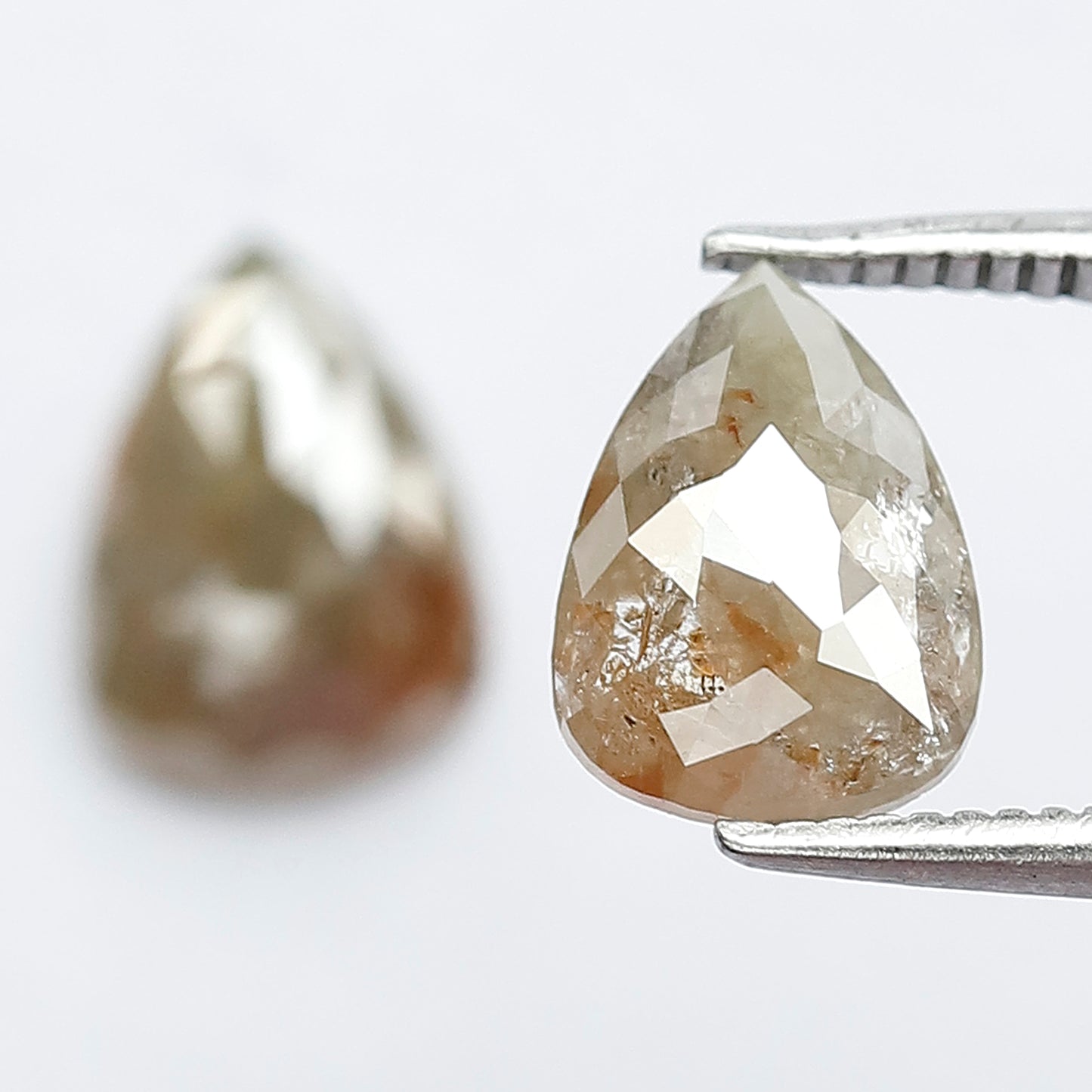 Pear Shape Rustic Loose Diamond Pair 2.11 Ct | Natural Brownish Gray Diamonds for Earrings & Custom Jewelry