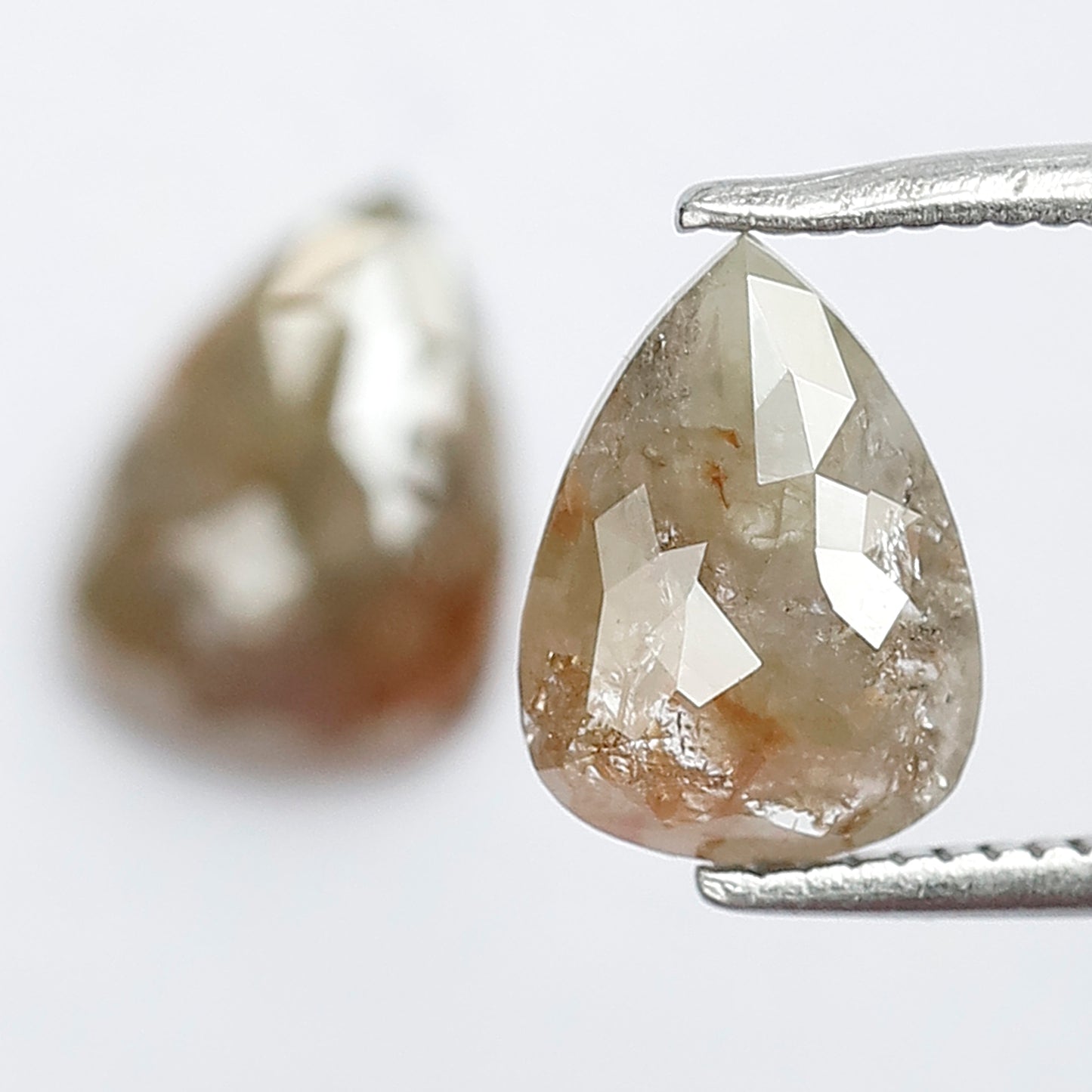 Pear Shape Rustic Loose Diamond Pair 2.11 Ct | Natural Brownish Gray Diamonds for Earrings & Custom Jewelry