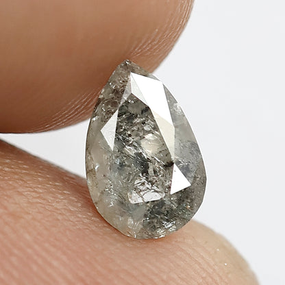 0.90 CT Translucent Pear Shape Loose Diamond, 7.90 MM Natural Gray Black Salt and Pepper Diamond For Pear Diamond Ring