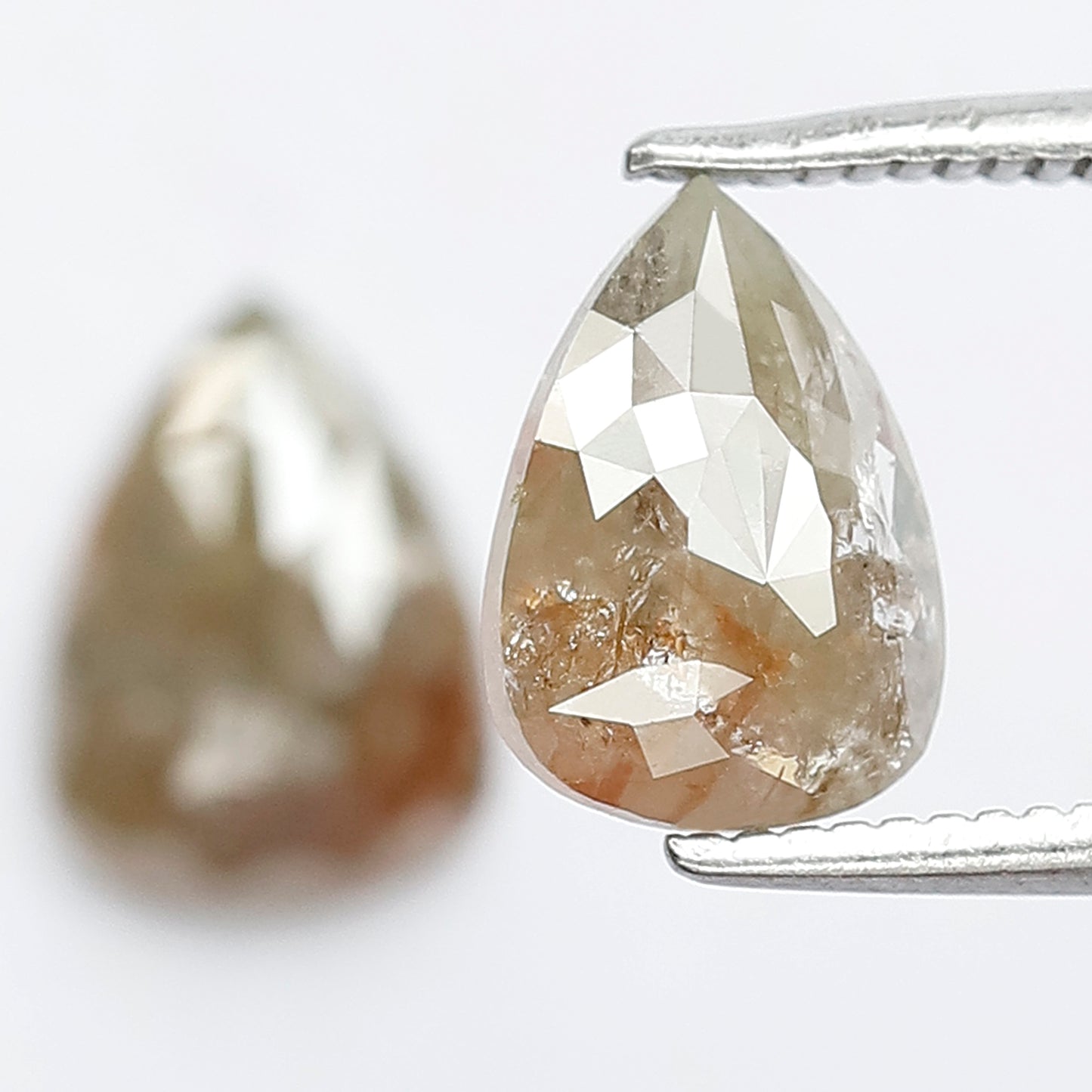 Pear Shape Rustic Loose Diamond Pair 2.11 Ct | Natural Brownish Gray Diamonds for Earrings & Custom Jewelry