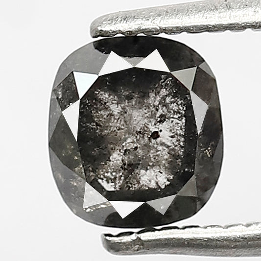 Translucent Cushion cut 0.90 CT Natural Diamond, 5.70 mm Salt and Pepper Earth Mined Loose Diamond For Bridal Ring