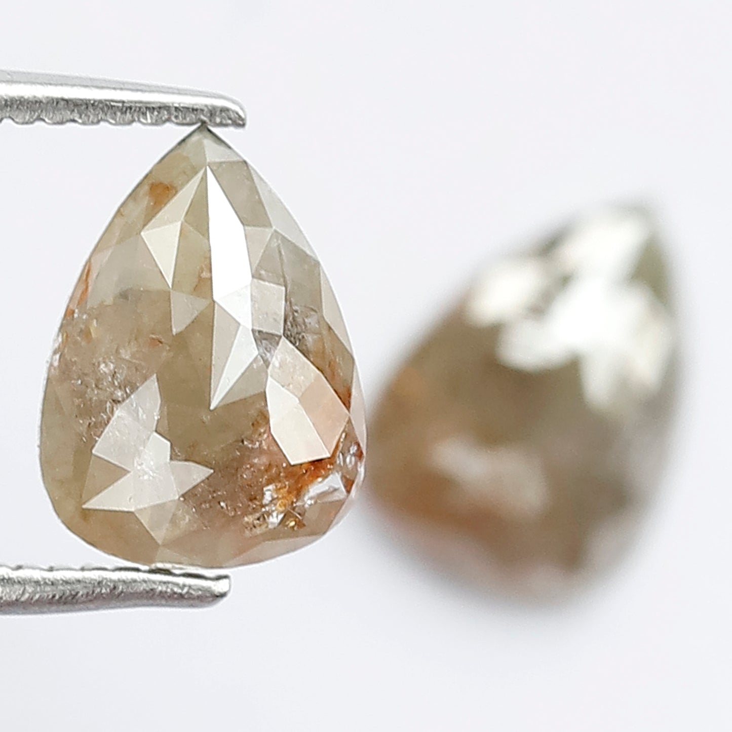 Pear Shape Rustic Loose Diamond Pair 2.11 Ct | Natural Brownish Gray Diamonds for Earrings & Custom Jewelry