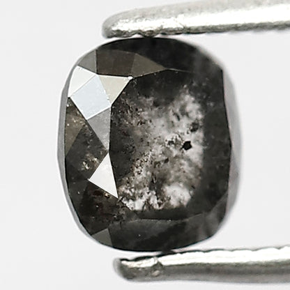 Translucent Cushion cut 0.90 CT Natural Diamond, 5.70 mm Salt and Pepper Earth Mined Loose Diamond For Bridal Ring