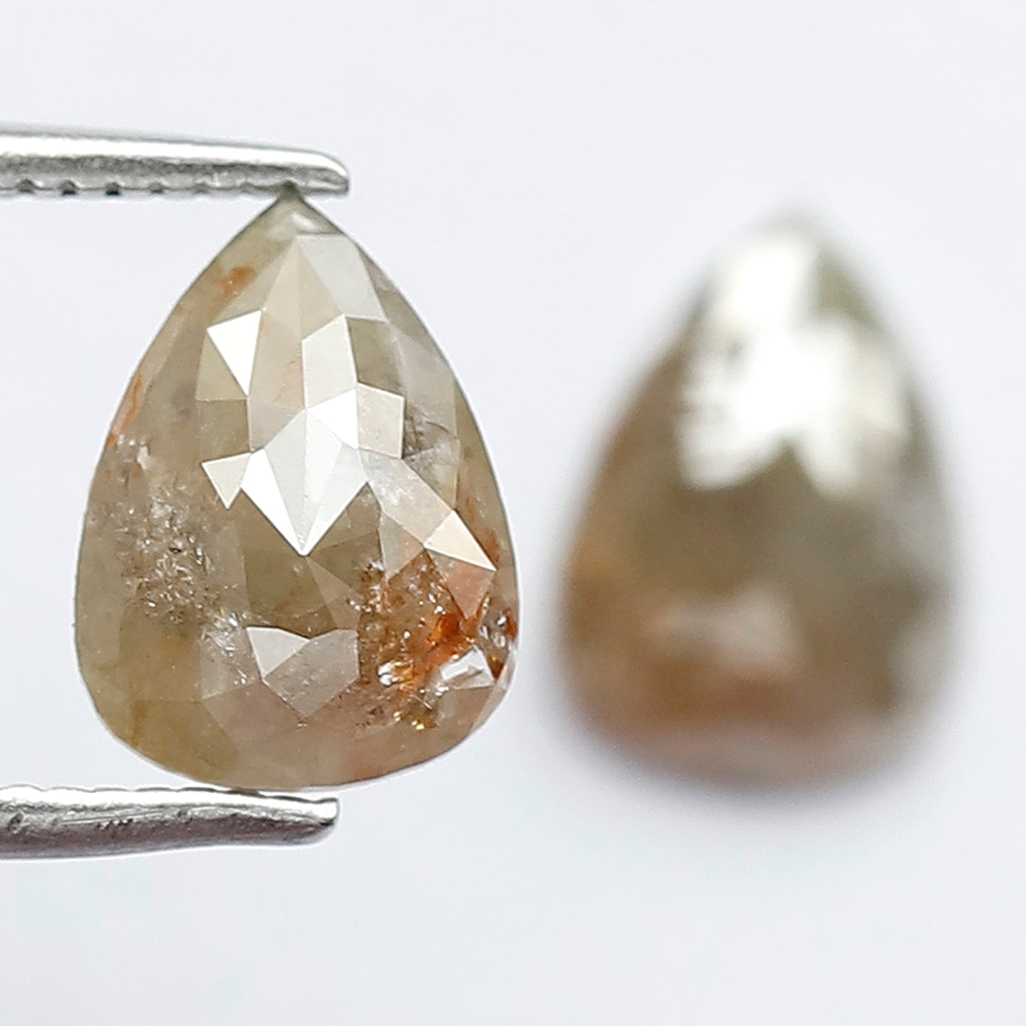 Pear Shape Rustic Loose Diamond Pair 2.11 Ct | Natural Brownish Gray Diamonds for Earrings & Custom Jewelry