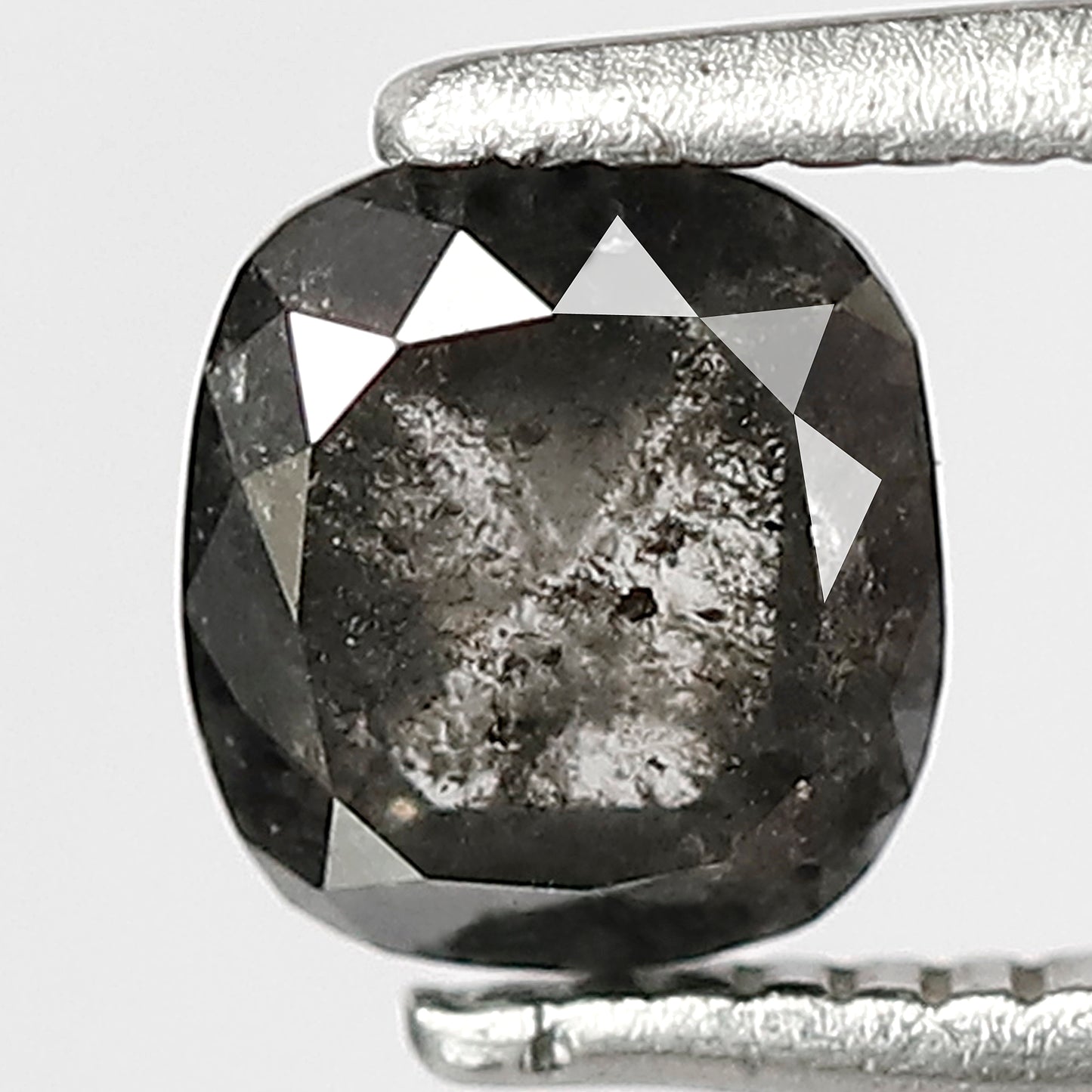 Translucent Cushion cut 0.90 CT Natural Diamond, 5.70 mm Salt and Pepper Earth Mined Loose Diamond For Bridal Ring